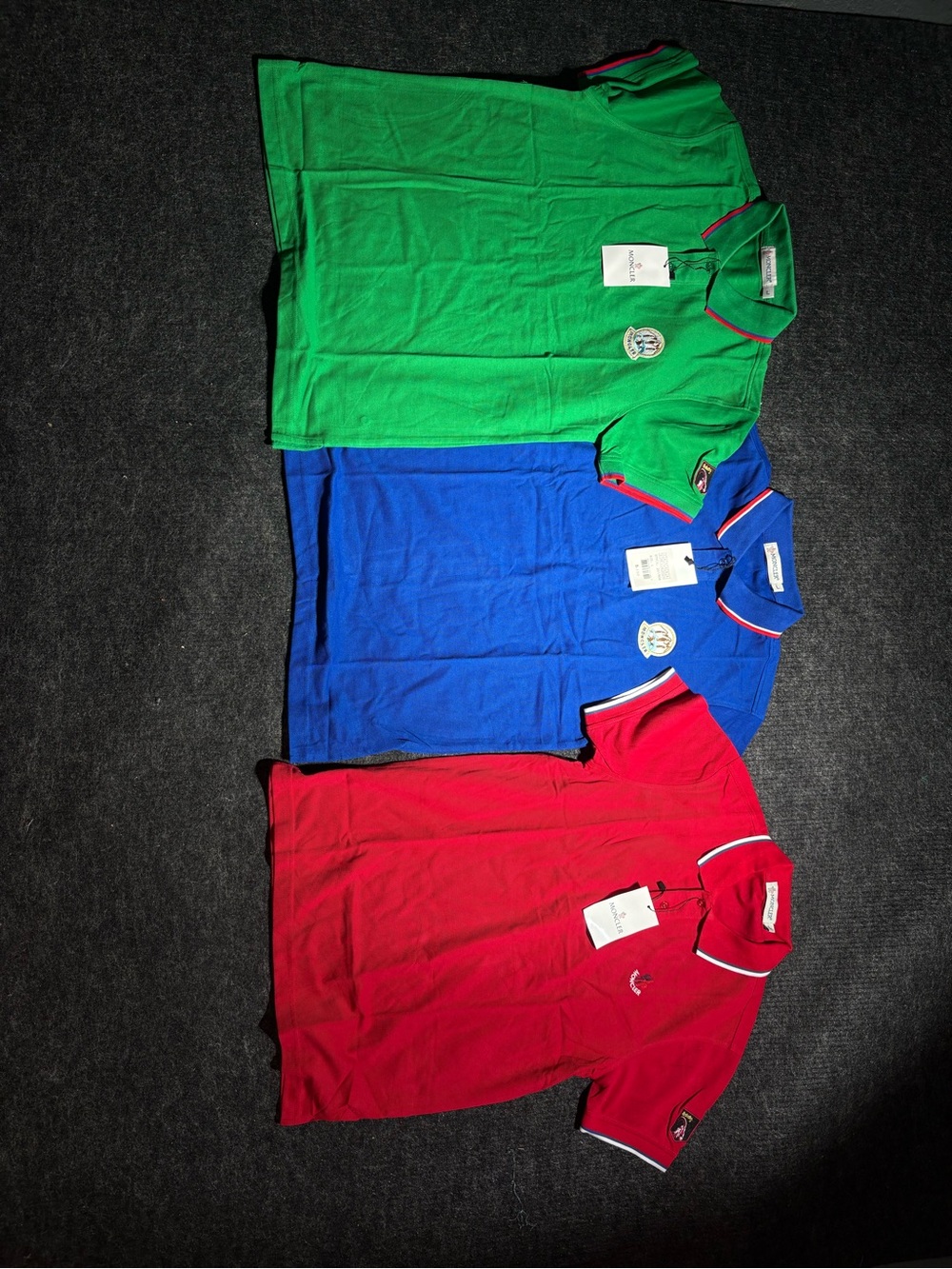 Moncler Men's Polo Shirt lot of 3 - Green, Blue, Red Size Large